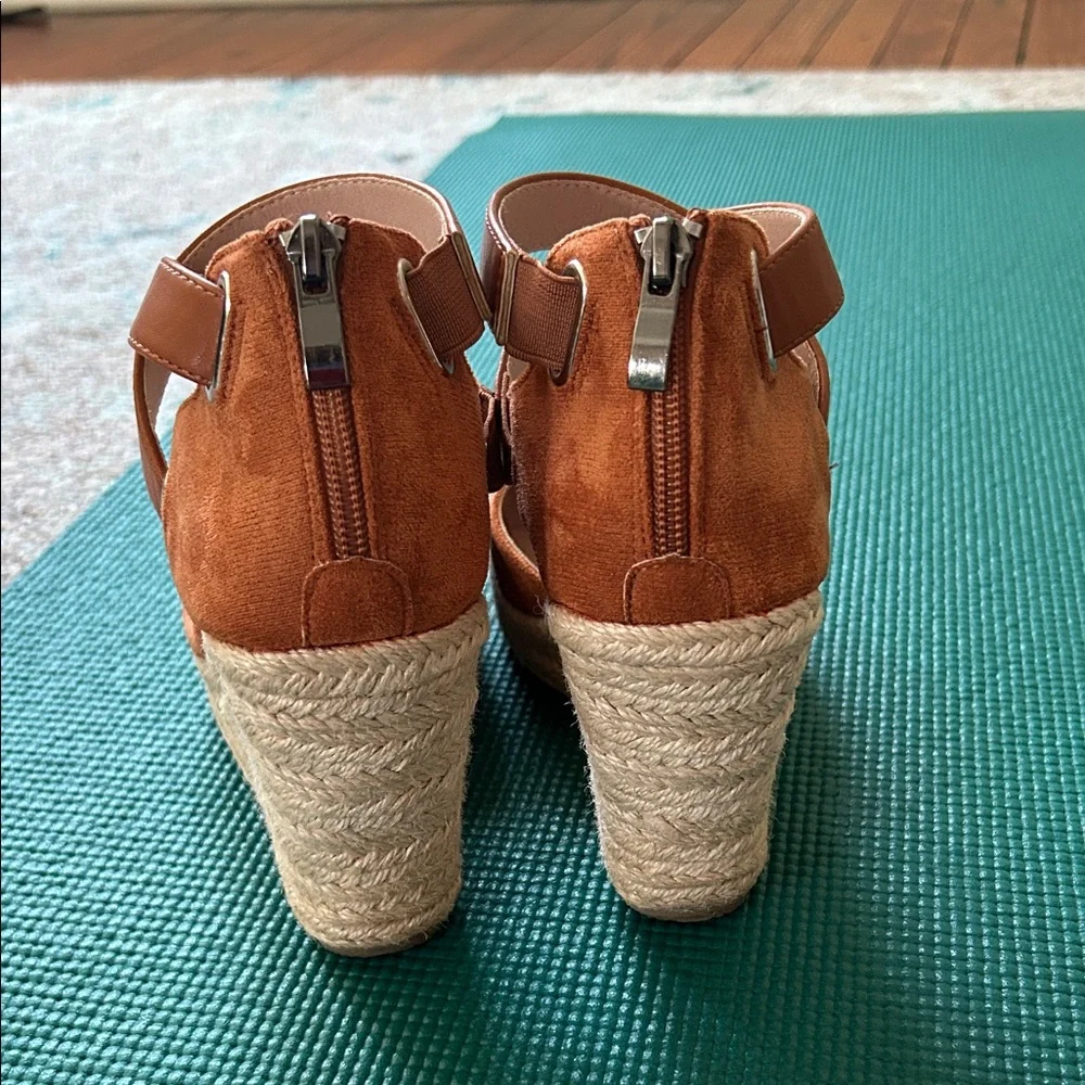 Women's Tan Espadrille Wedge Sandals